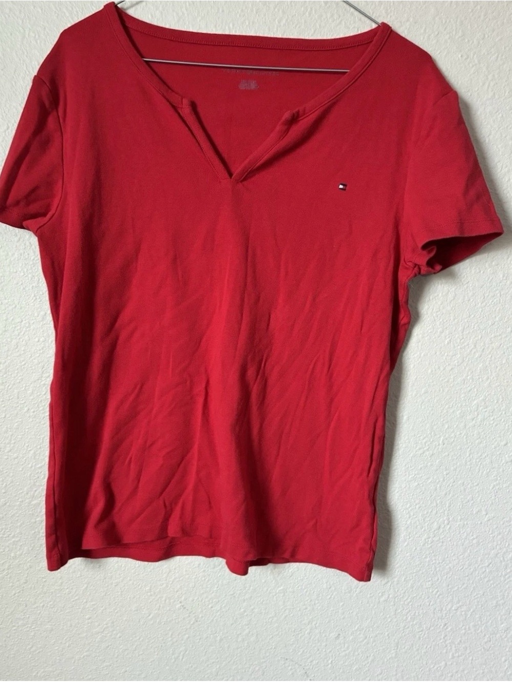 Tommy Hilfiger Red V-Neck Short Sleeve Tee
